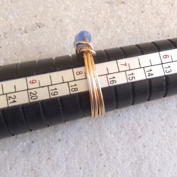 Periwinkle Blue Catseye Beaded Handmade Ring!  Dainty but Sturdy Everyday Wear - Picture 5 of 9